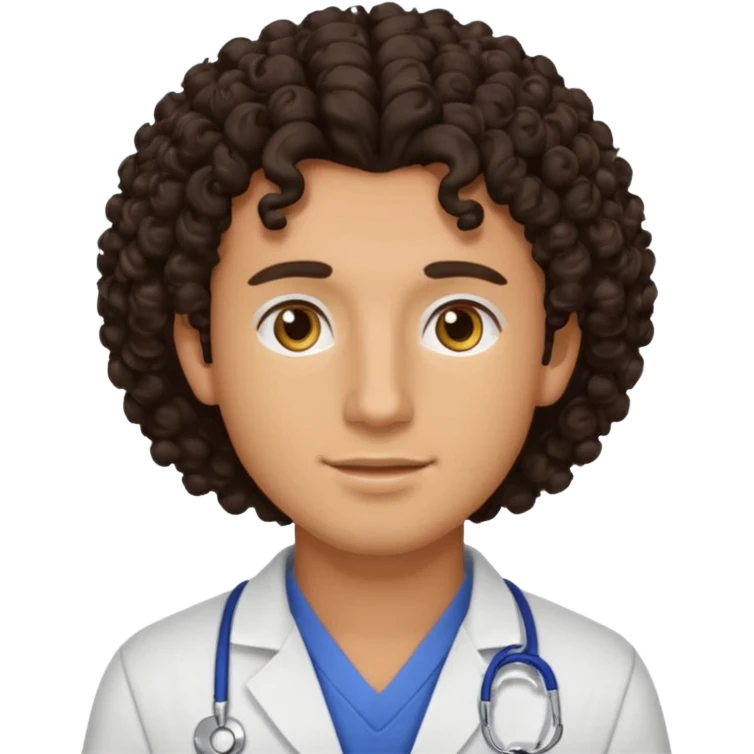 male dark brunette curly hair vet emoji
