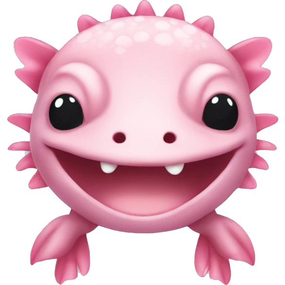 Cute pink axolotl smiling emoji