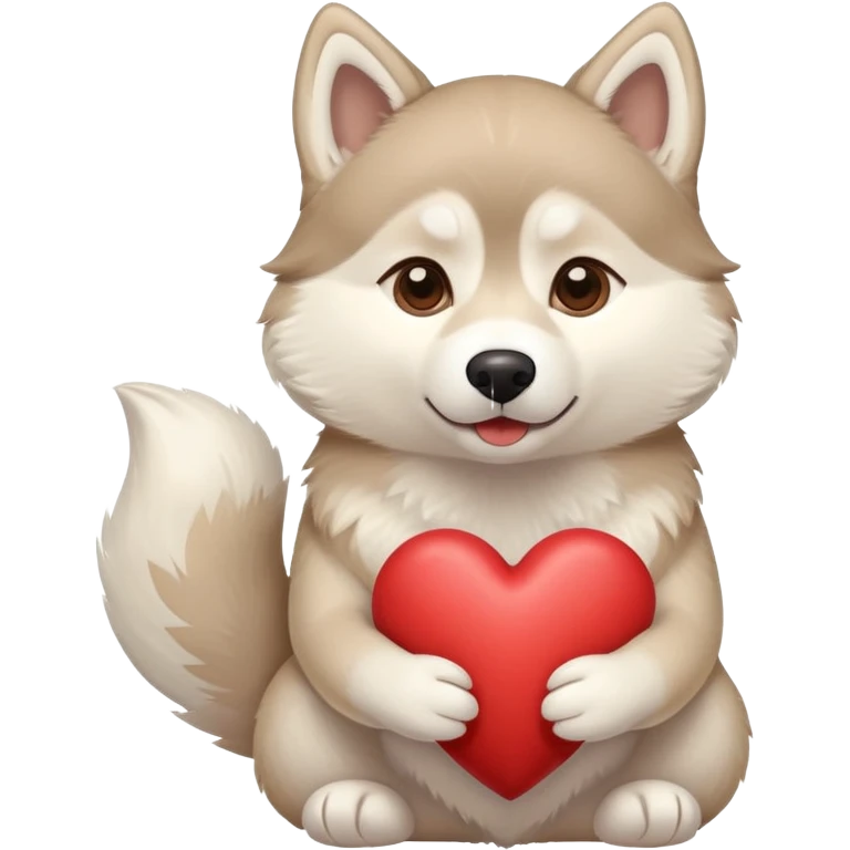 Beige husky holding a heart  emoji