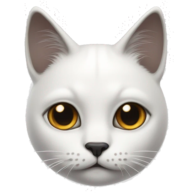 white cat with a black little point on head  emoji