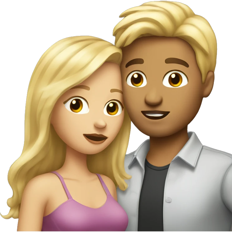 Blond-hair-woman-and-brunette-hair-man-kisses emoji