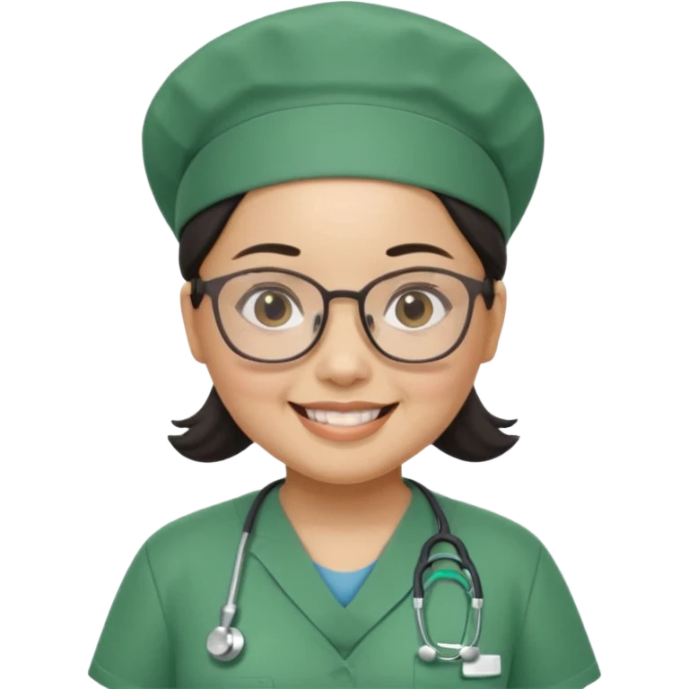 Open


Open


Open


Open
FILIPINA FEMALE NURSE, CHUBBY, NO HAIR, WITH GLASSES, GREEN SCRUBS, AND CAP, SMILING emoji