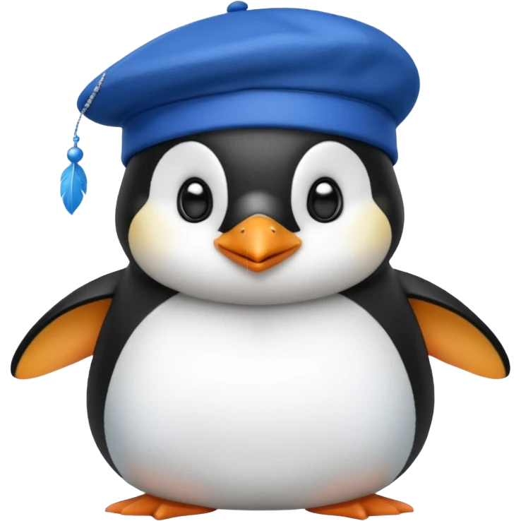 Penguin with blue beret hat emoji