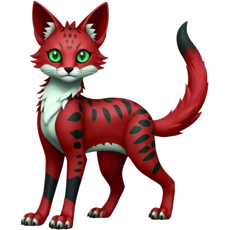 Epic complex knightly divine glorious futuristic detailed dark dusky gloomy deep gothic red, realistic Fakémon-Sprigatito-Floragato-Meowscarada-Trico-Sergal-Serval-Vernid-creature (full body) emoji