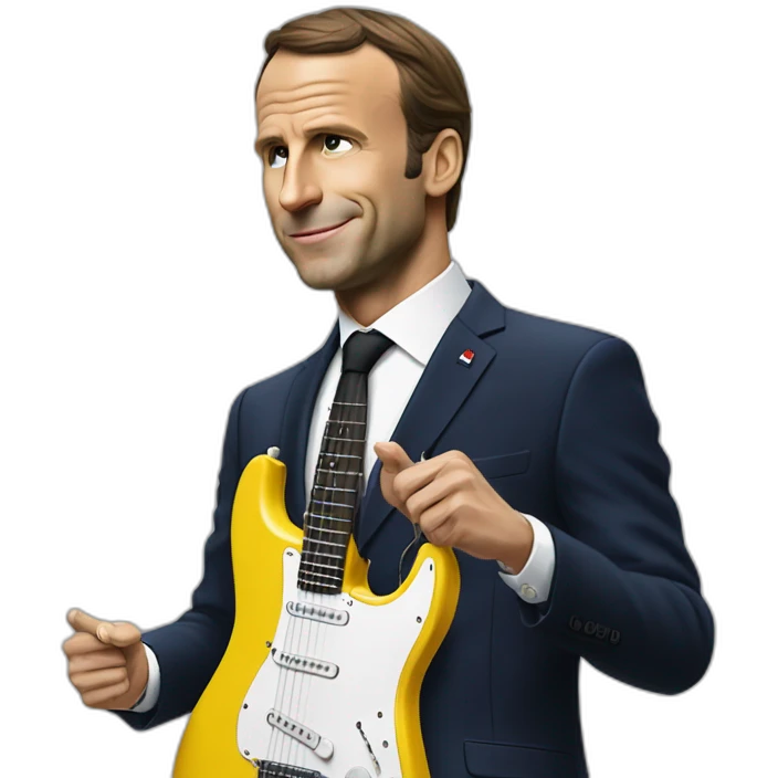 macron qui joue de la guitare électrique emoji