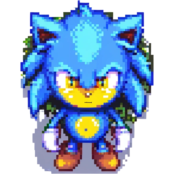 Change Sonic's eyes to yellow, keep pixel art style, no background emoji