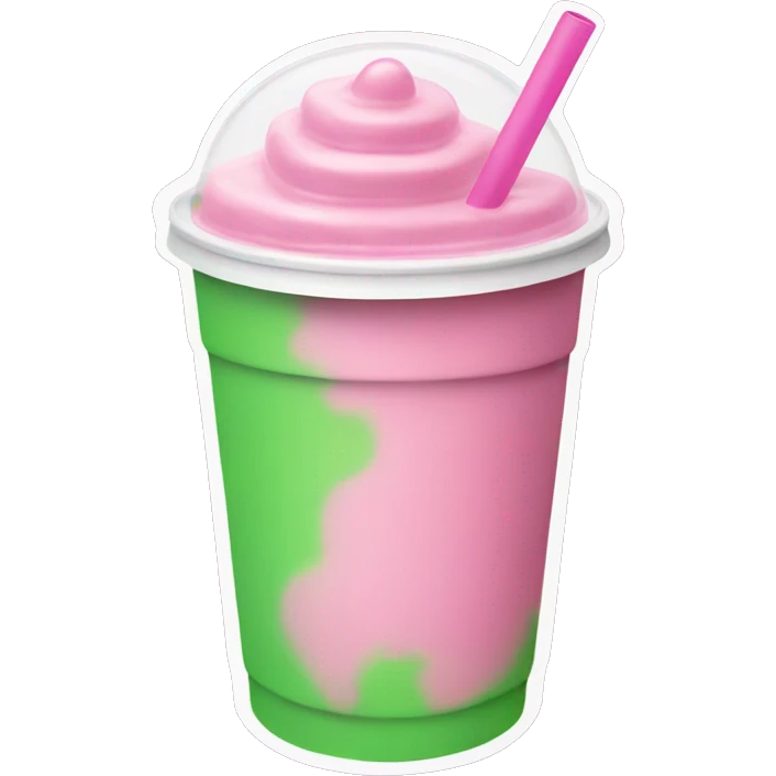 Pink boba green tea plastic cup realistic emoji
