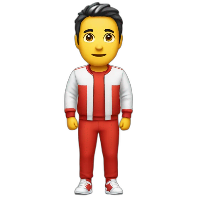mono con chándal rojo alegre emoji