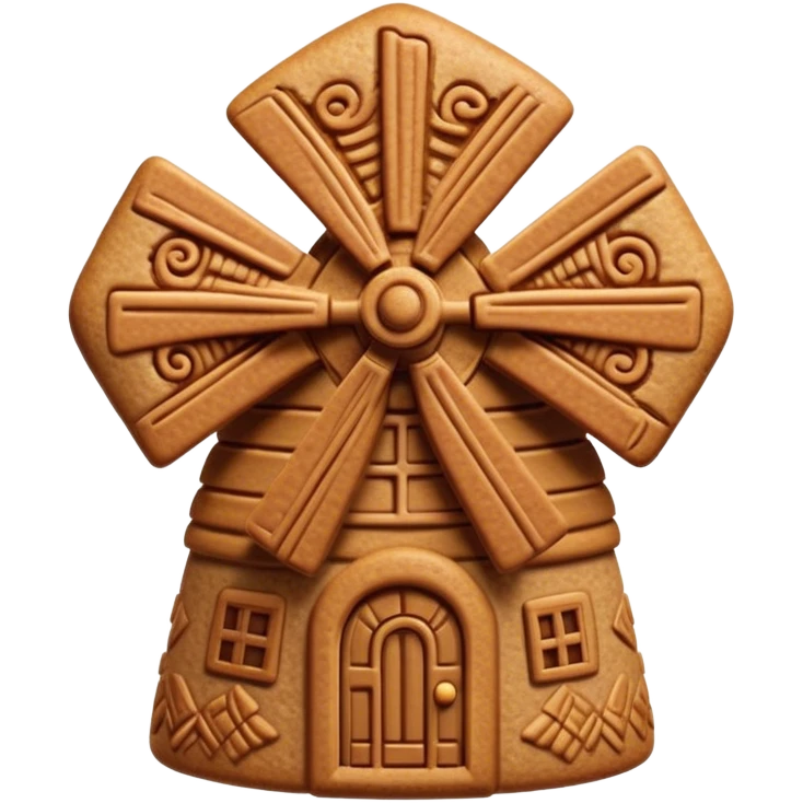 Speculaas Cinematic Realistic Speculaas Biscuit Emoji, depicted as a spiced speculaas cookie crafted in a charming windmill shape, rendered with intricate textures and warm, inviting lighting. emoji