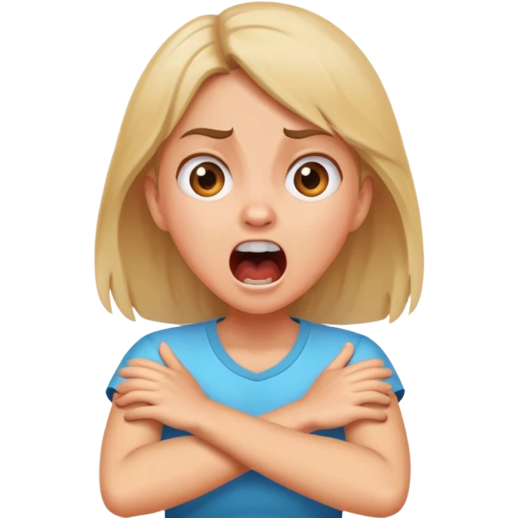 girl holding her neck arms crossed screaming  emoji