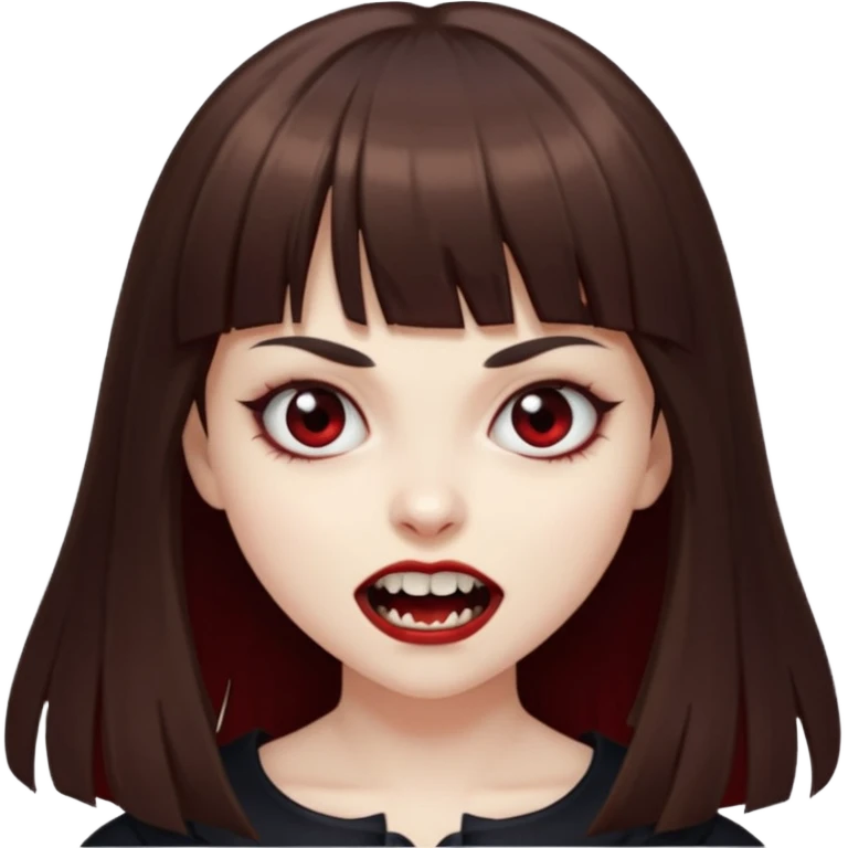 eu quero uma menina de franja e cabelo comprido cabelo castanho parecendo uma vampira emoji