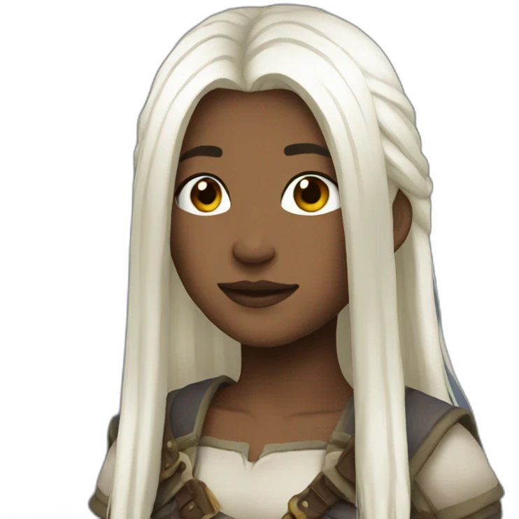 rpg girl with long straight white hair emoji
