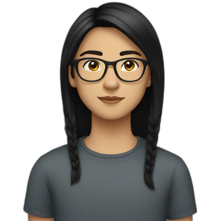 19 year old white teenager with round glasses and straight black hair emoji