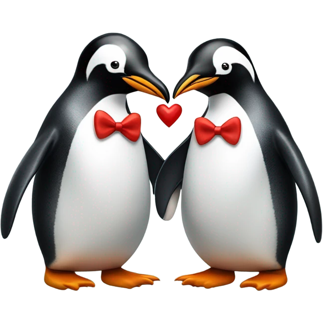 Two penguins in love celebrating valentines day emoji