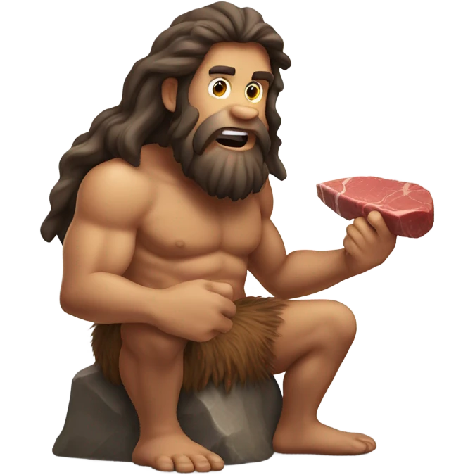 Caveman eating steak emoji