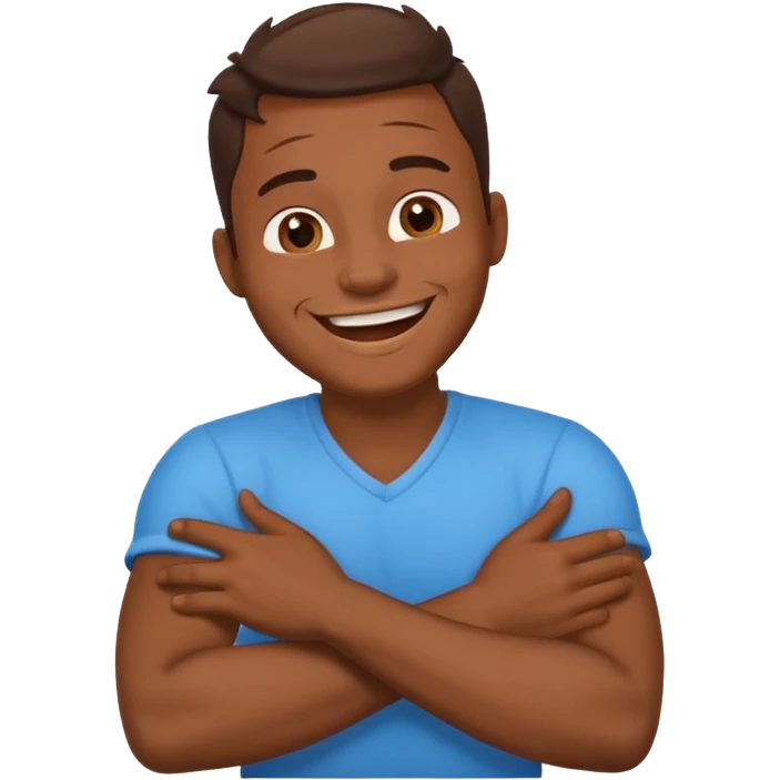 Arms crossed holding neck laughing guy emoji