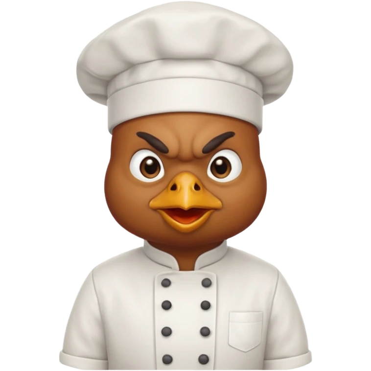 Ahora como una gallina con ropa de chef enojada emoji