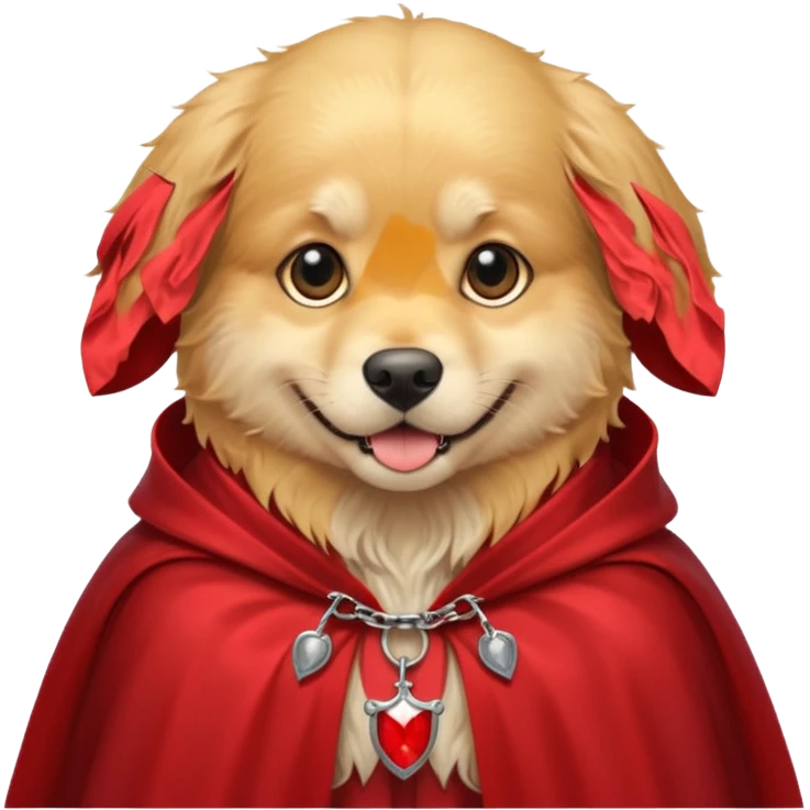 Goldern Vampire Dog in red collar cloak emoji