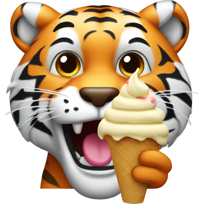 Tiger eating ice cream emoji