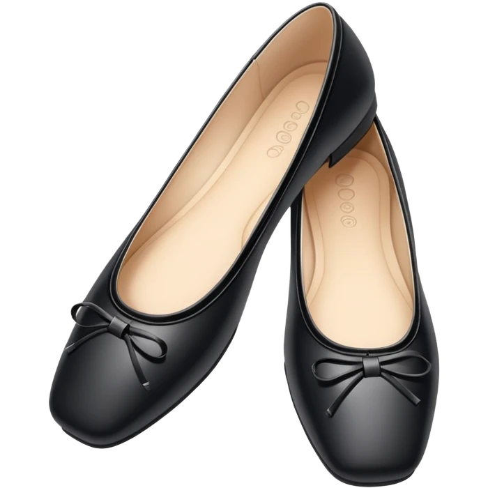 Black square-toed ballet flats with strap emoji