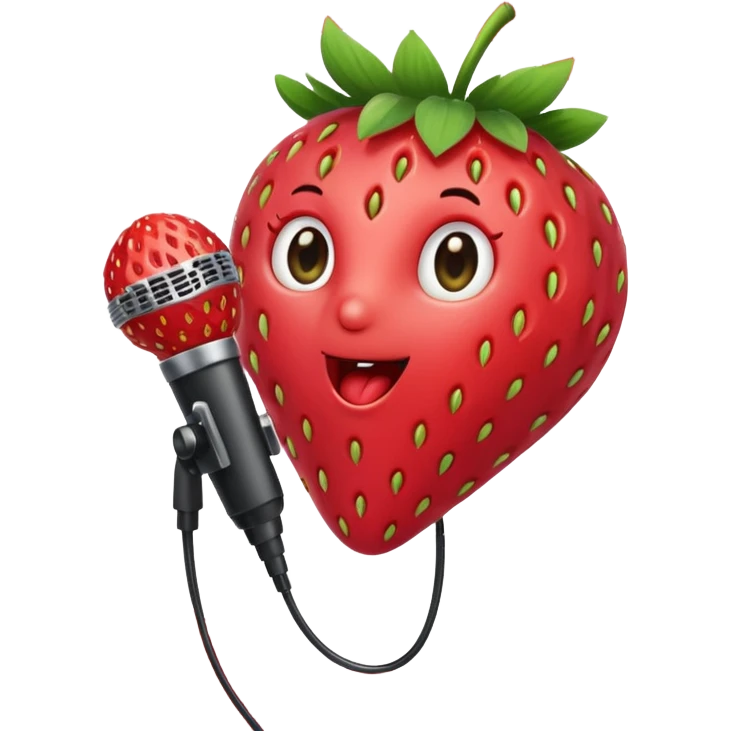 strawberries hold mic emoji