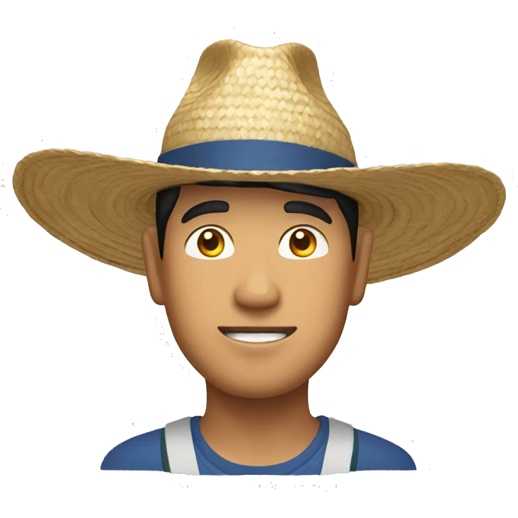 Asian man with straw hat emoji
