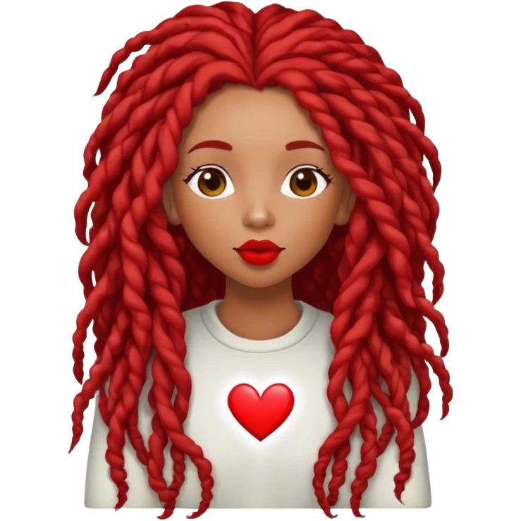Afrolatina with long red deadlocs with curls at the ends sending a kiss with love with a heart  emoji