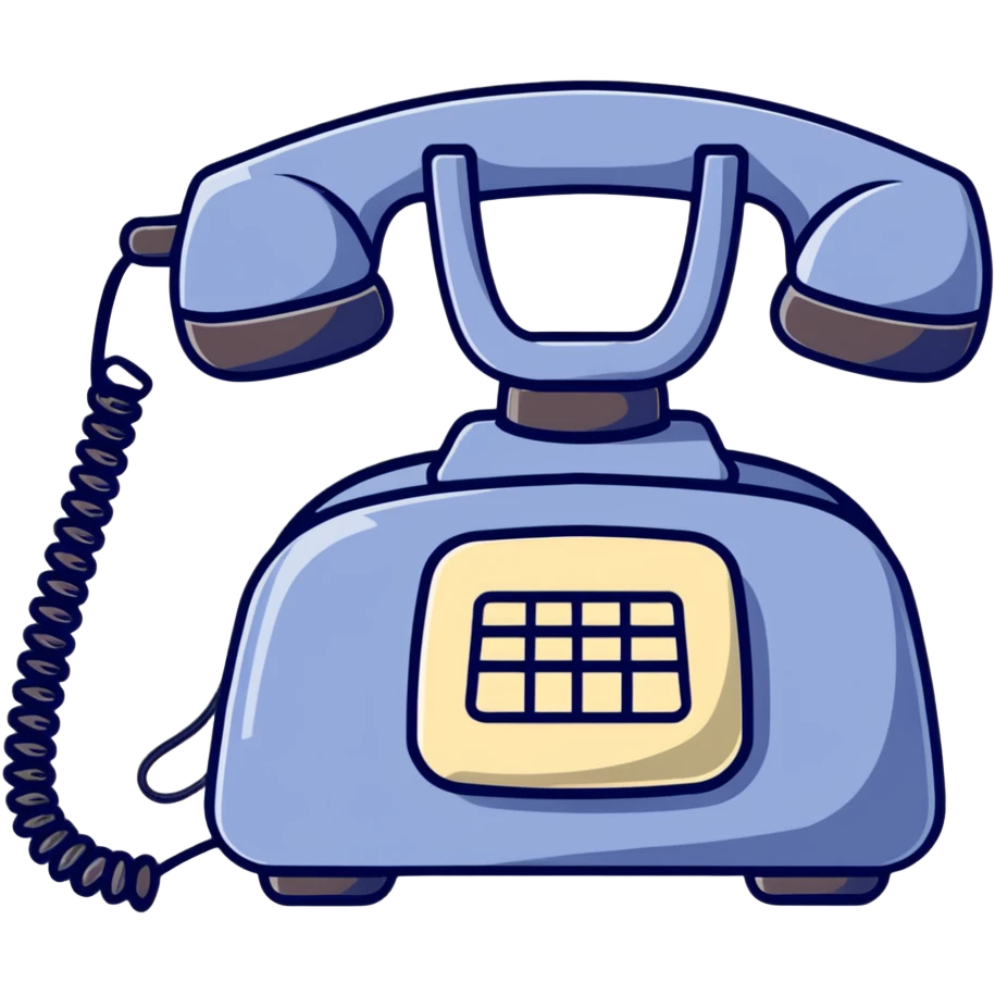 A retro corded telephone with spiral cord connecting handset to base emoji