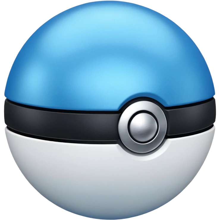 blue pokeball emoji, top half is a more saturated blue, bottom half is white, black stripe, with a metallic sheen emoji