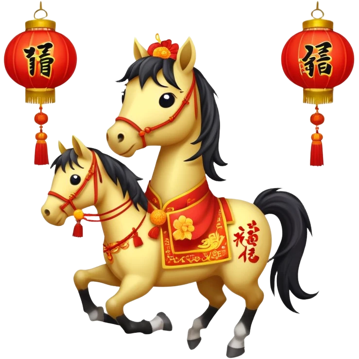 help me develop 10 emoji stickers, for CNY, cartoon horse stickers emoji