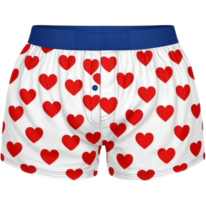 Red heart patterned white pair of boxers emoji