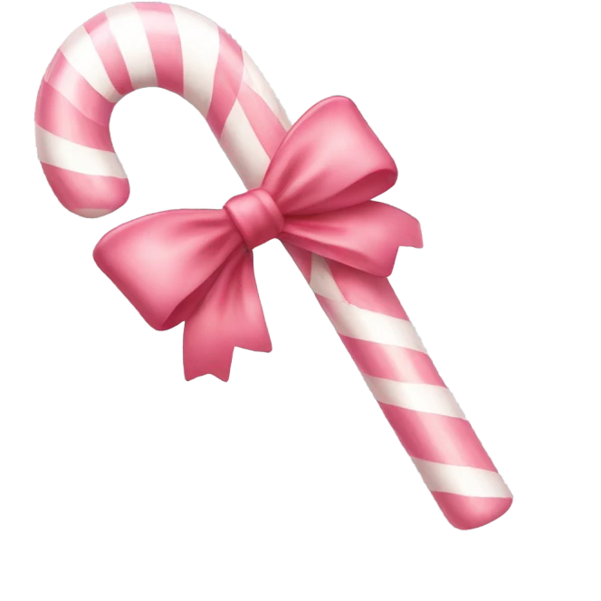 a light pink candy cane with bow emoji