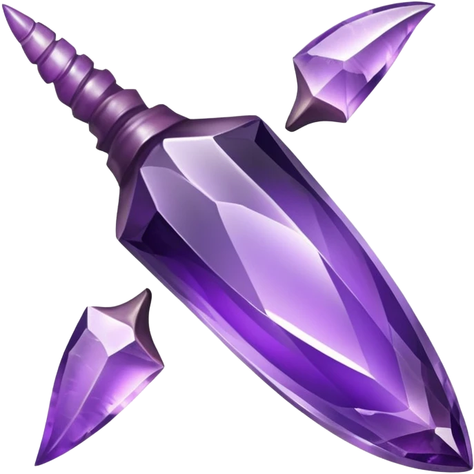 Purple amethyst in the shape of a raptor claw emoji