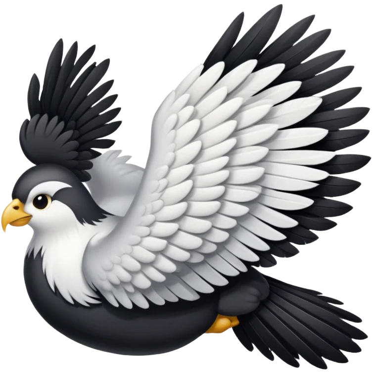 One black wing, one white wing emoji