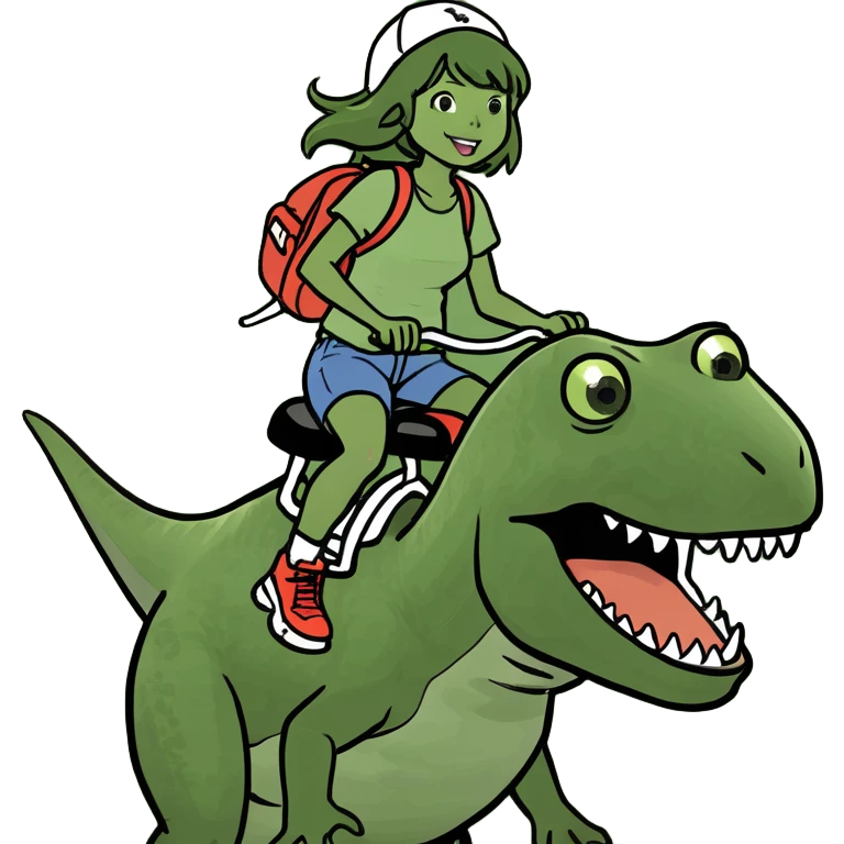 Girl riding a trex emoji
