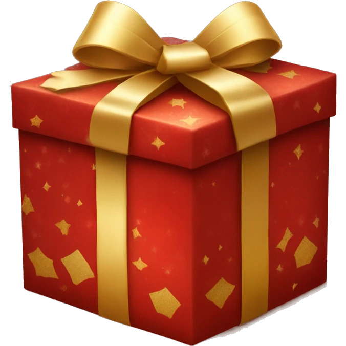 Beautiful red and gold Christmas present with a bow emoji
