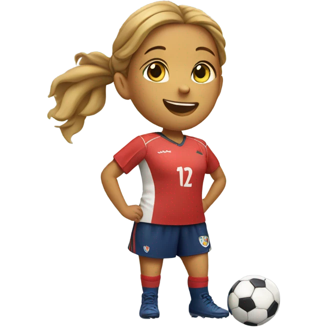 girl in soccer uniform eating  emoji