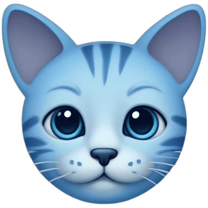 Blue simplistic sketch of a cute cat face emoji