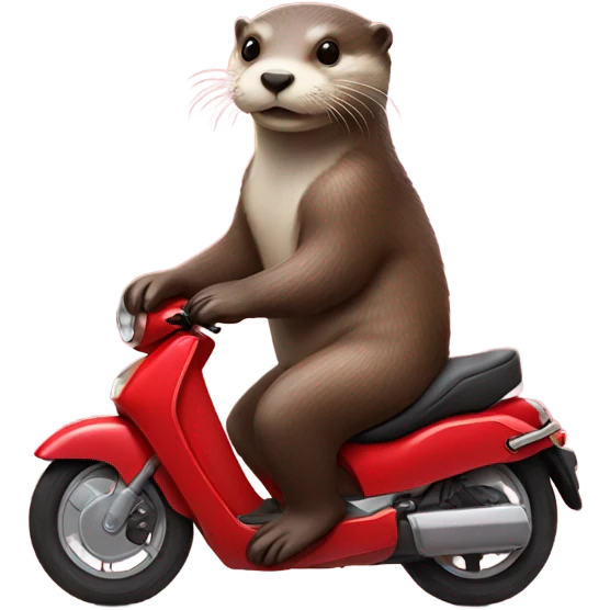 Otter laying on the seat of a red motorbike  emoji