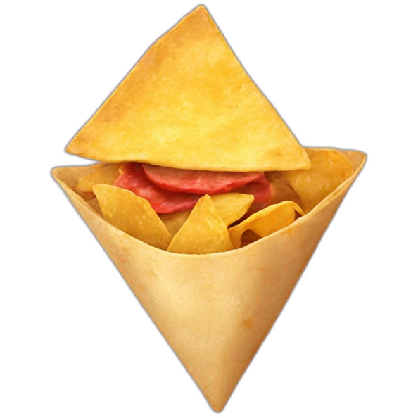 tortilla chip with a little nugget of meat on it emoji