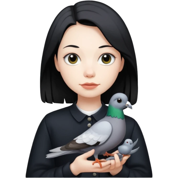 phoebe bridgers holding a pigeon emoji