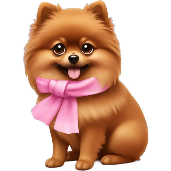 Brown Pomeranian with pink ￼ emoji