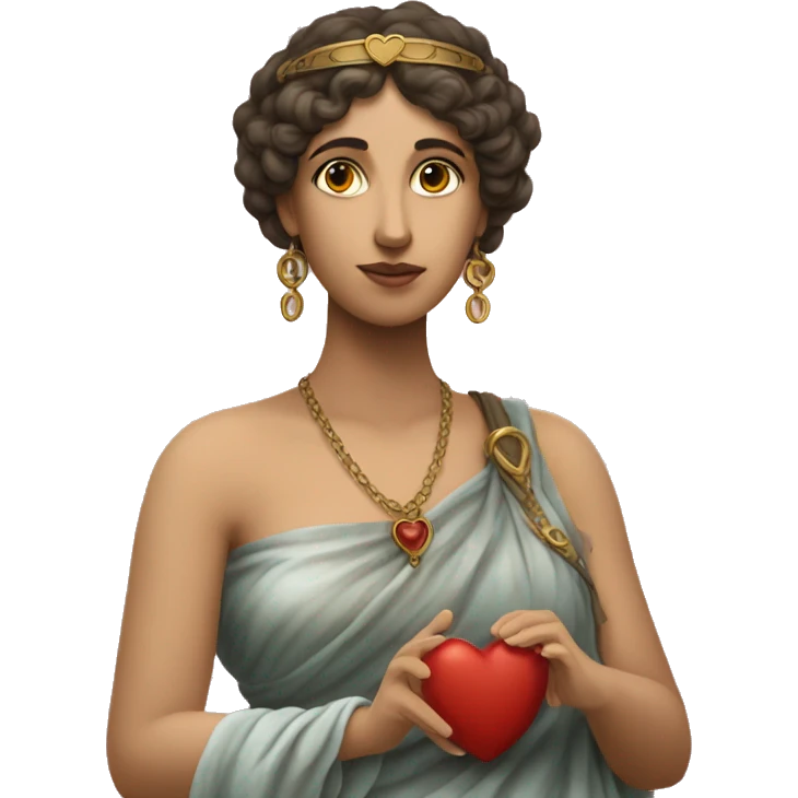 Sappho Sappho holds a heart in her hand emoji