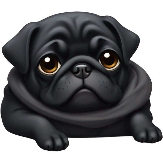 Sleeping black pug emoji