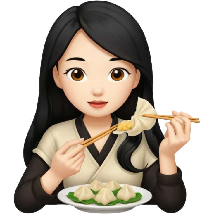 dumpling eat ginger woman long hair emoji