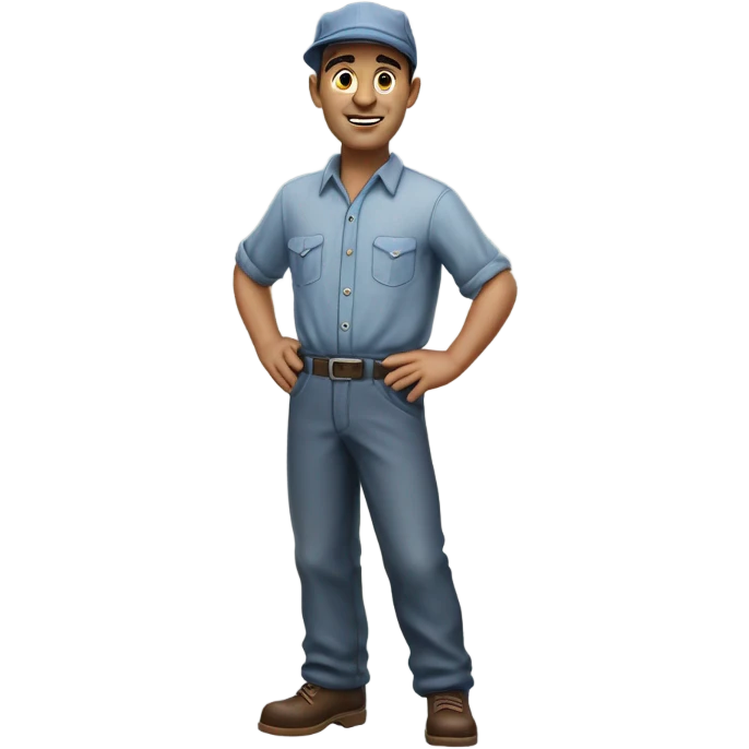 photorealistic blue collar worker 1950s emoji