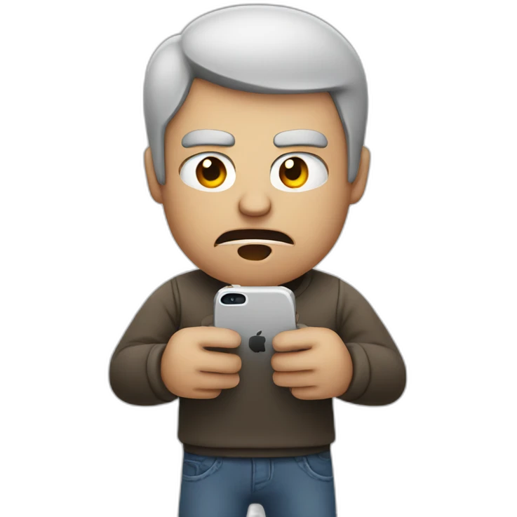 angry man holding an iphone emoji