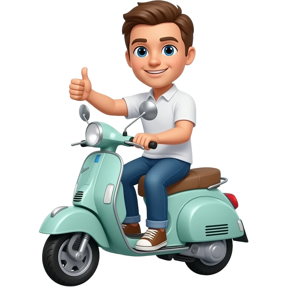 emoij in vespa che fa il pollice verso emoji