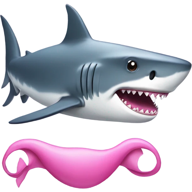 shark with a long pink curly mustache  emoji