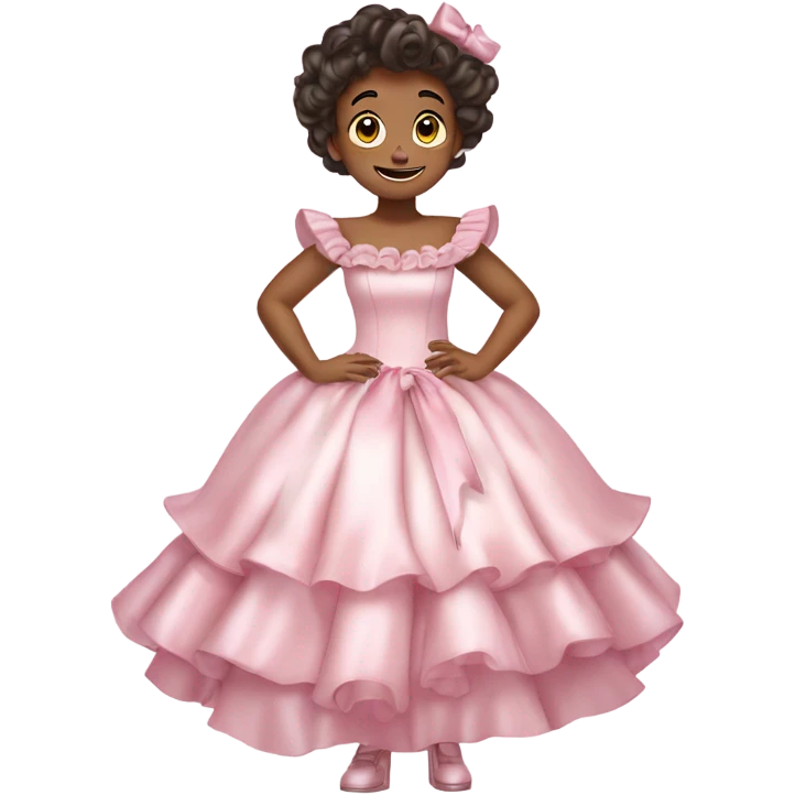 Satin pink pastel soft tiana ruffle dress and add pink ribbons (without people) emoji